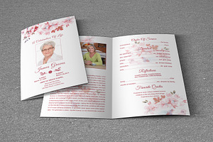 Funeral Program Template Pink Flower