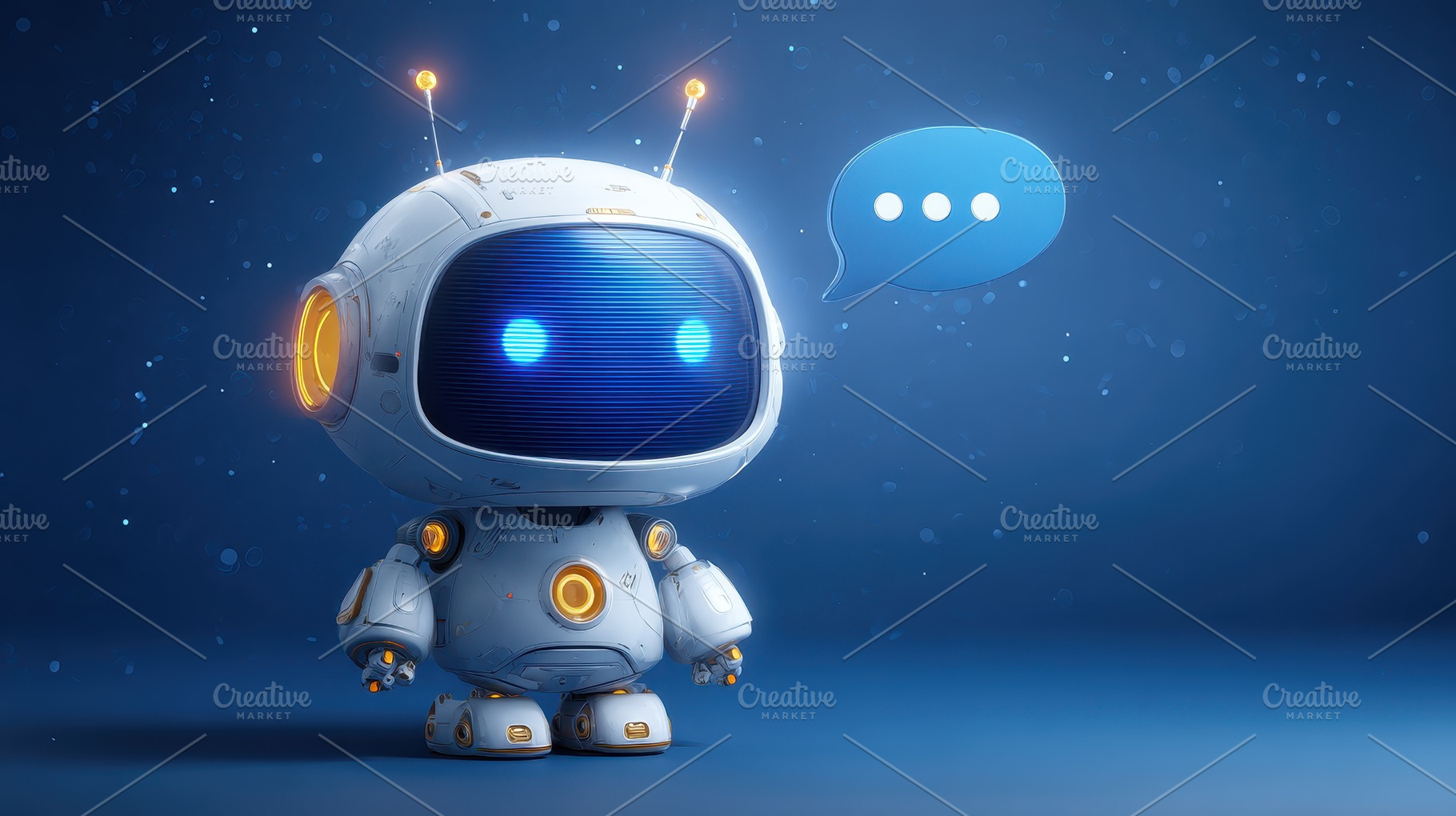 Cute robot ready to chat AI technolo, a Photo by Pixeness Studio