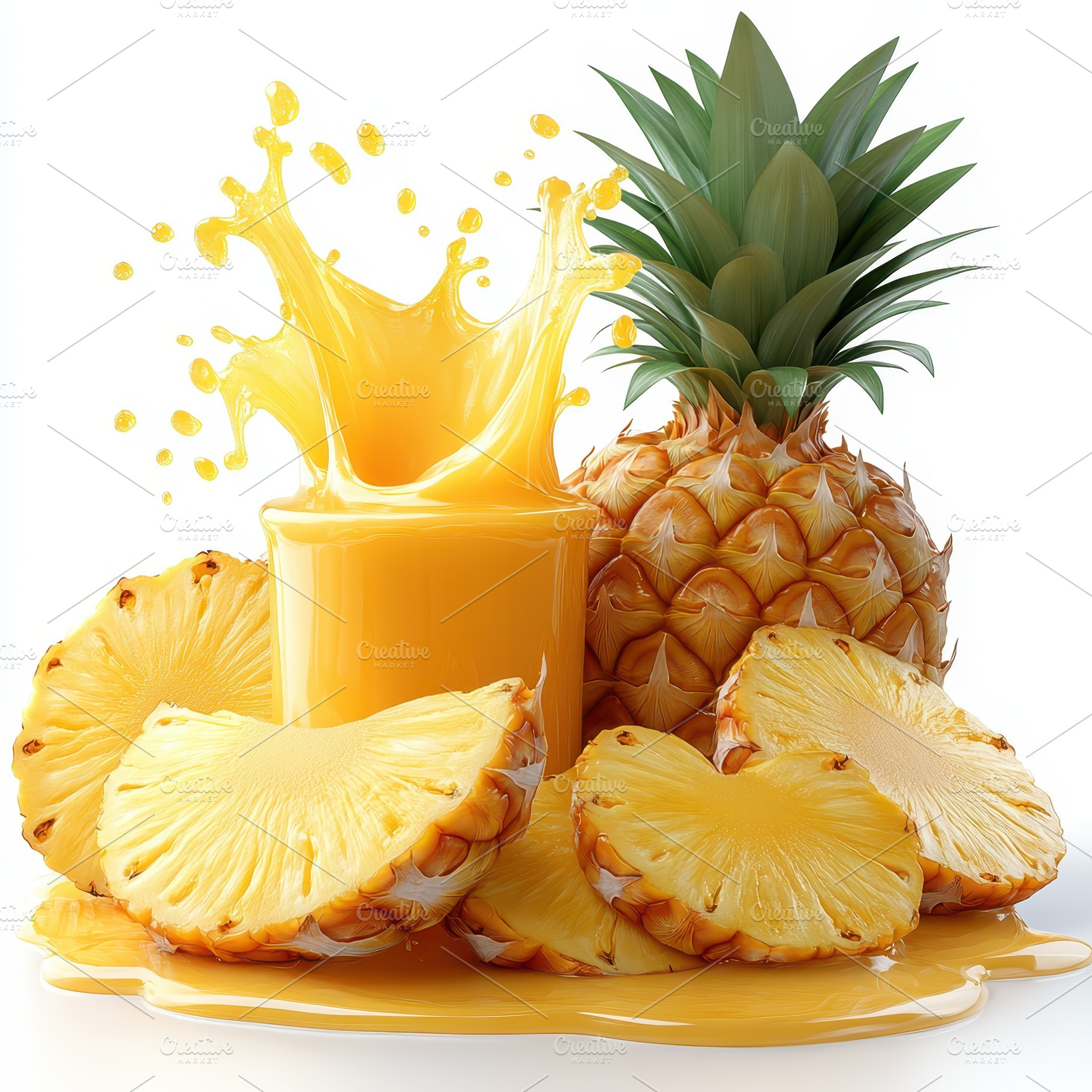Refreshing Pineapple Juice Splash Sl, a Food & Drink Photo by Pixeness Studio