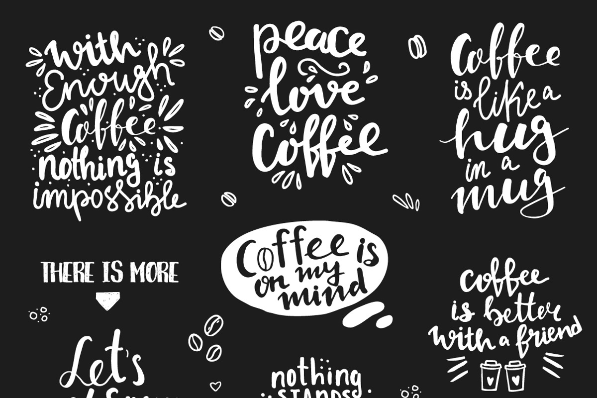 Peace, Love and Coffee set, a Food Illustration by Cozy pattern shop (Photo 3 of 12)
