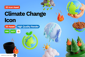 3D Climate Change Icon