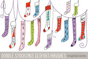 Doodle Christmas Stockings Clipart, an Illustration by Colors on Paper (Thumbnail 1 of 3)