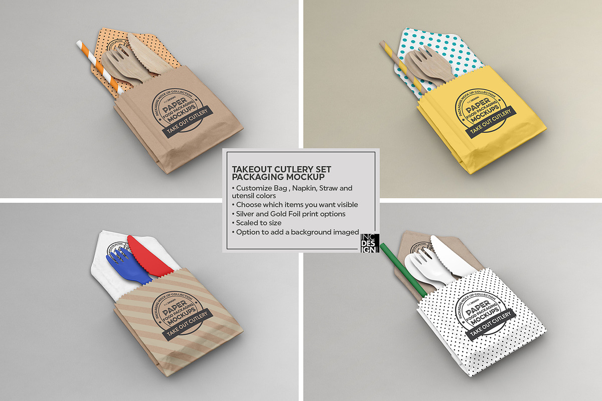 Takeout Cutlery Utensil Mockup, a Product Mockup by INCDesign (Photo 2 of 7)