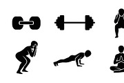Fitness Workout Silhouette Icon Set, an Illustration by musafir_fashion (Thumbnail 20 of 51)