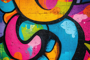 Vibrant graffiti art colorful abstra, an Abstract Photo by Pixeness Studio
