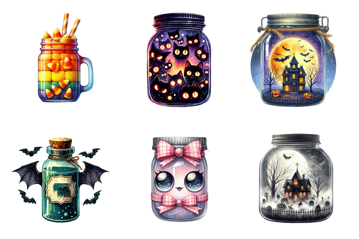 Halloween Mason Jar Clipart PNG, an Illustration by SinaCreation (Photo 4 of 7)