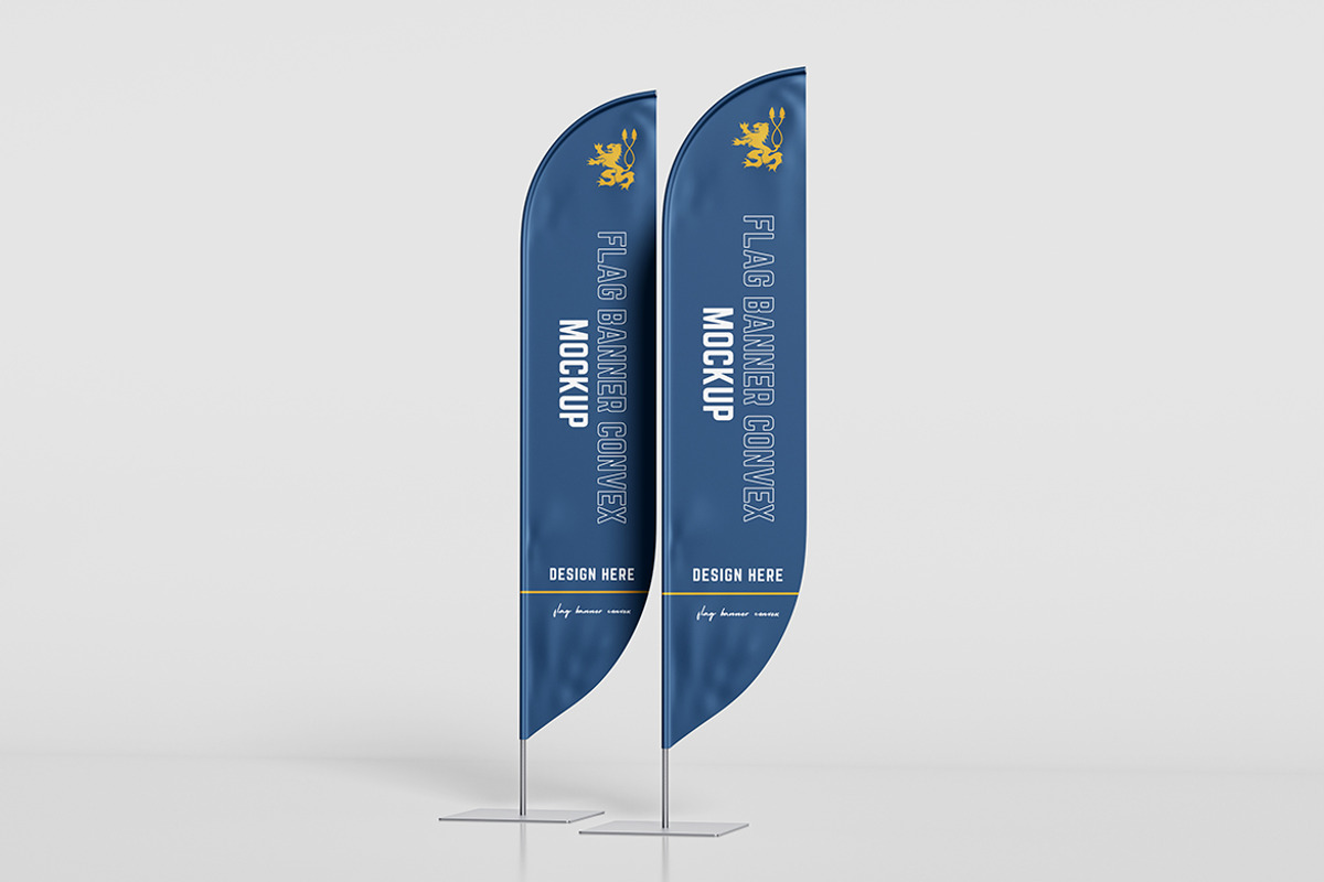 Flag Banner Convex Mock-Up, an Advertising Mockup by Pikachudesign (Photo 4 of 5)