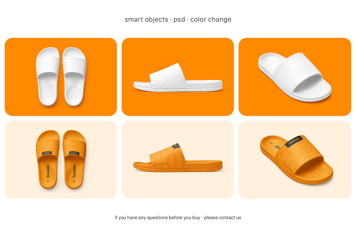 Rubber Slide Sandals Mockup Set, a Bottom Mockup by Country4k (Photo 4 of 4)