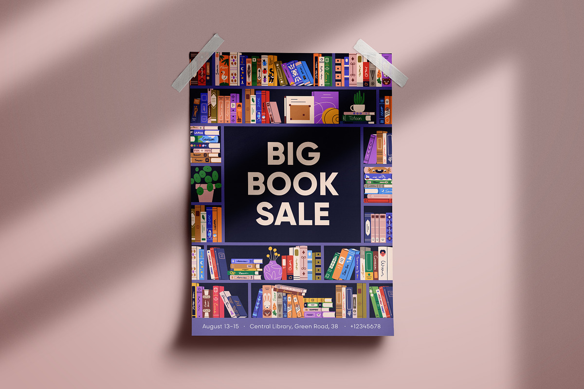 Bookshelves. Book sale poster, an Object Illustration by Good Studio (Photo 5 of 5)