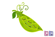 Peas in a Pod Cartoon, a Food Illustration by MISS CHATZ (Thumbnail 1 of 3)
