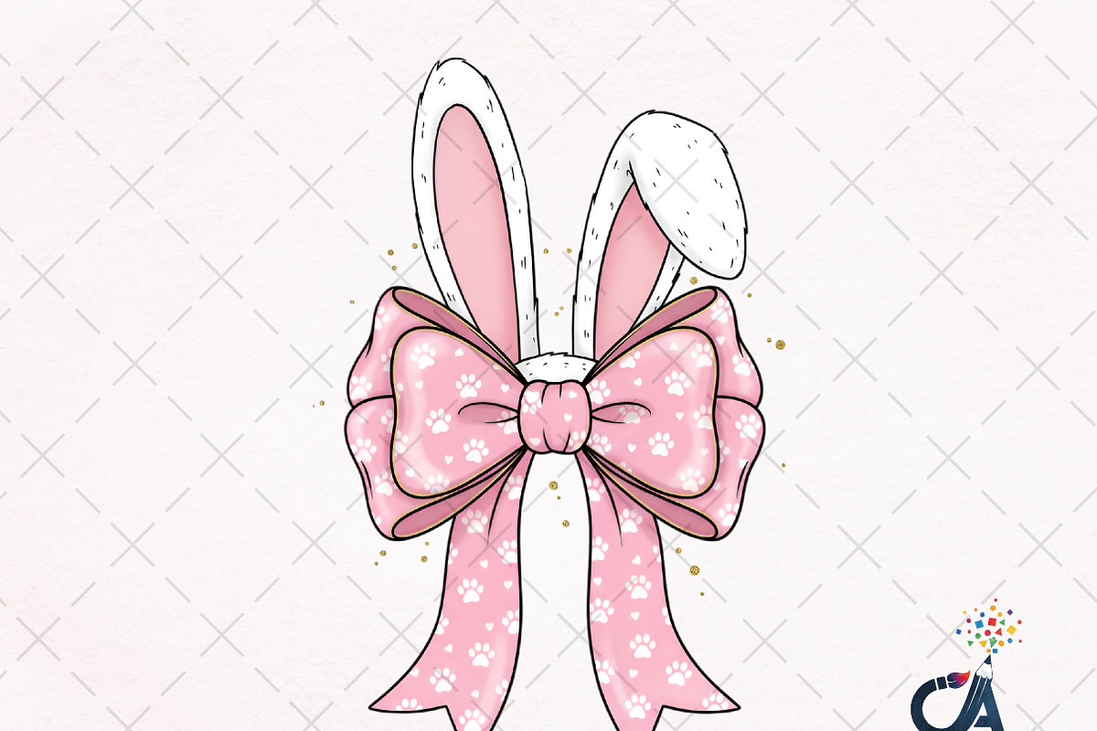 Easter Bunny Ears Bow PNG, an Illustration by Creative Art (Photo 1 of 6)