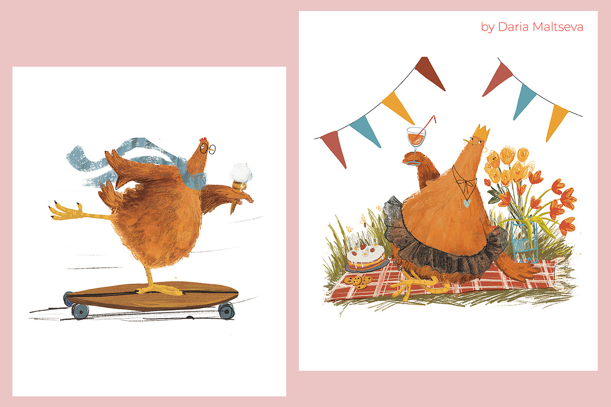Valentine’s Day Happy Hen Illustrati, a Decorative Illustration by Dashnpro (Photo 6 of 8)