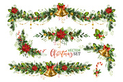 Christmas garlands festive set., a Decorative Illustration by VetaDesign (Thumbnail 1 of 3)