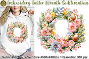 Embroidery Easter Wreath Sublimation, an Object Graphic by V Design Creator (Thumbnail 1 of 6)