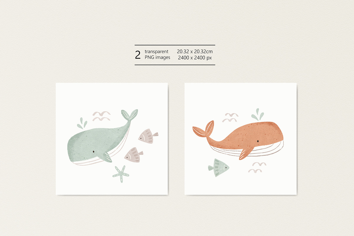 Cute whales, a Pattern Graphic by Olena Kuznietsova (Photo 3 of 9)