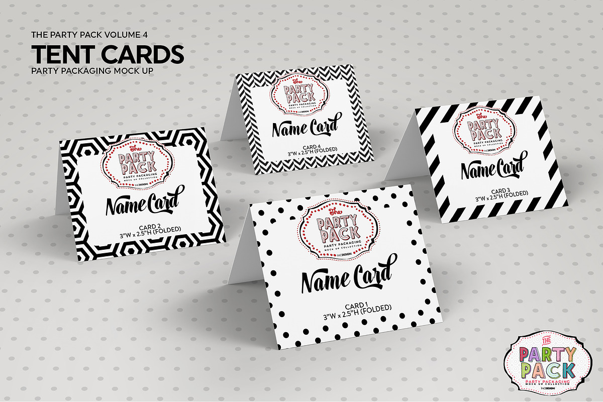 Buffet or Name Tent Cards Mockup, a Packaging Mockup by INCDesign (Photo 4 of 6)