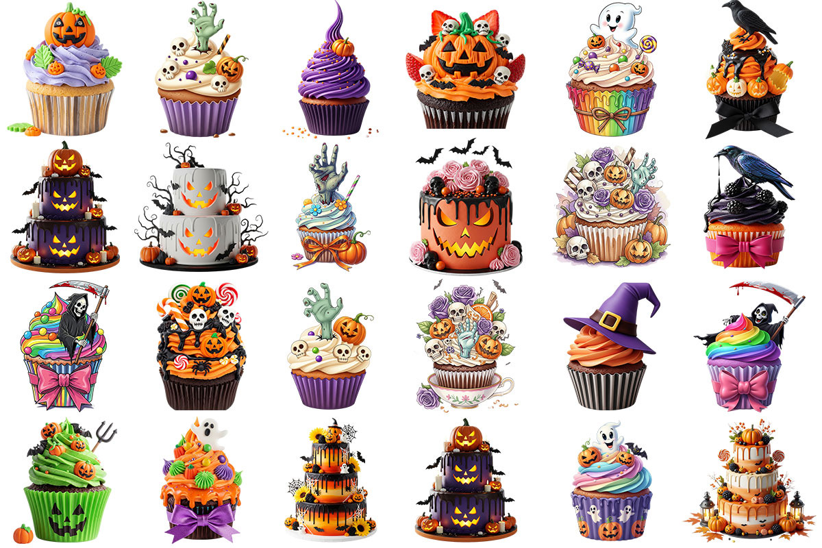 Cute Halloween Cupcakes Clipart, an Object Graphic by Pixxel_Studio (Photo 5 of 7)
