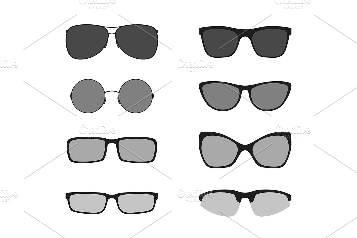Glasses icons set, an Object Graphic by bolotoff