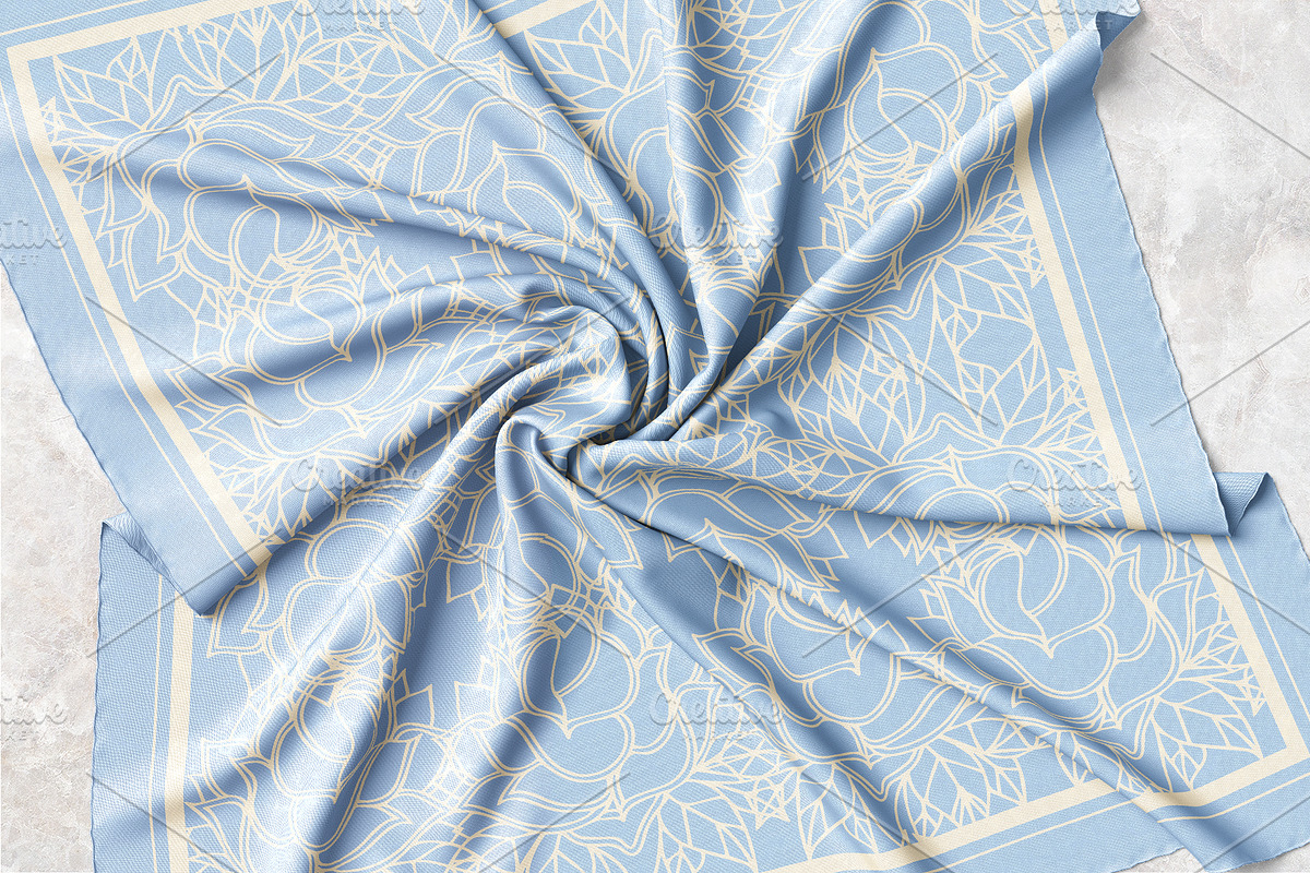 Sky Blue Art Nouveau Silk Scarf, an Object Graphic by ilustrinna (Photo 8 of 8)