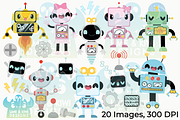 Robots Clipart, a Decorative Illustration by Lime & Kiwi Designs (Thumbnail 2 of 2)