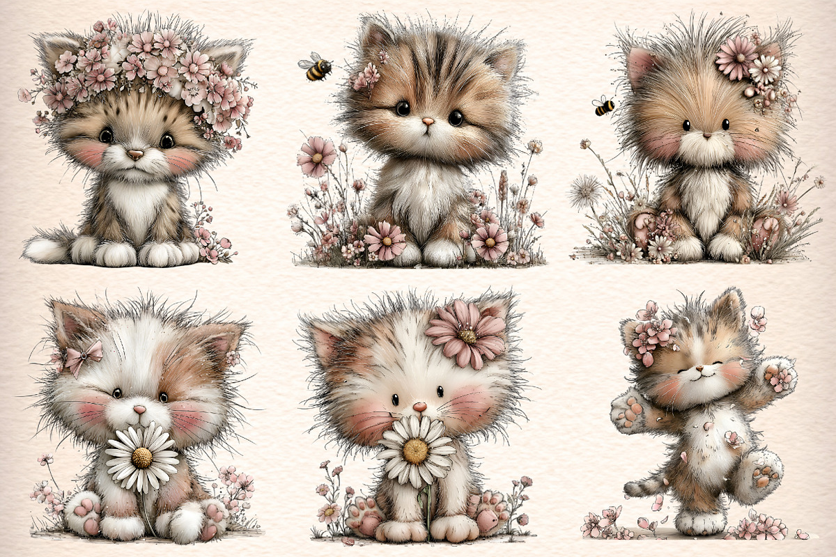 Whimsical Cat Clipart, an Illustration by Digital Artistic99 (Photo 2 of 9)