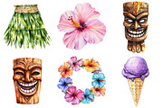 Watercolor Hawaii Clipart, a Seasonal Illustration by CitraGraphics (Thumbnail 4 of 6)