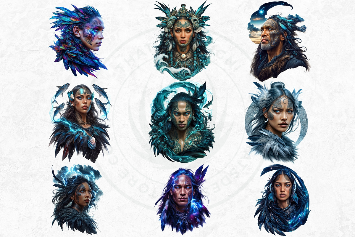 Maori Atua gods Clipart, Polynesian, a Person Illustration by ThatsDesignArt (Photo 7 of 10)