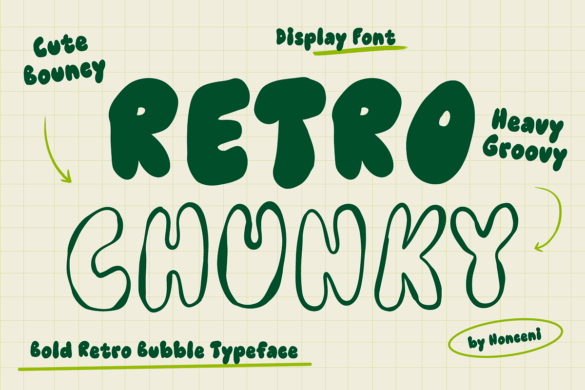 Retro Chunky Bold Bubble Font, a Handwritten Font by Nonceni (Photo 1 of 10)