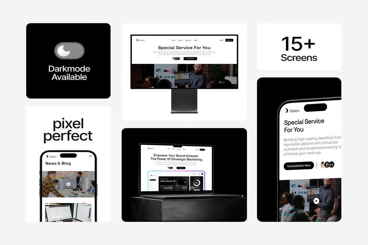 Vision - Marketing Landing Page, an UI Kit Template by Lumina_ui_ux202 (Photo 2 of 5)