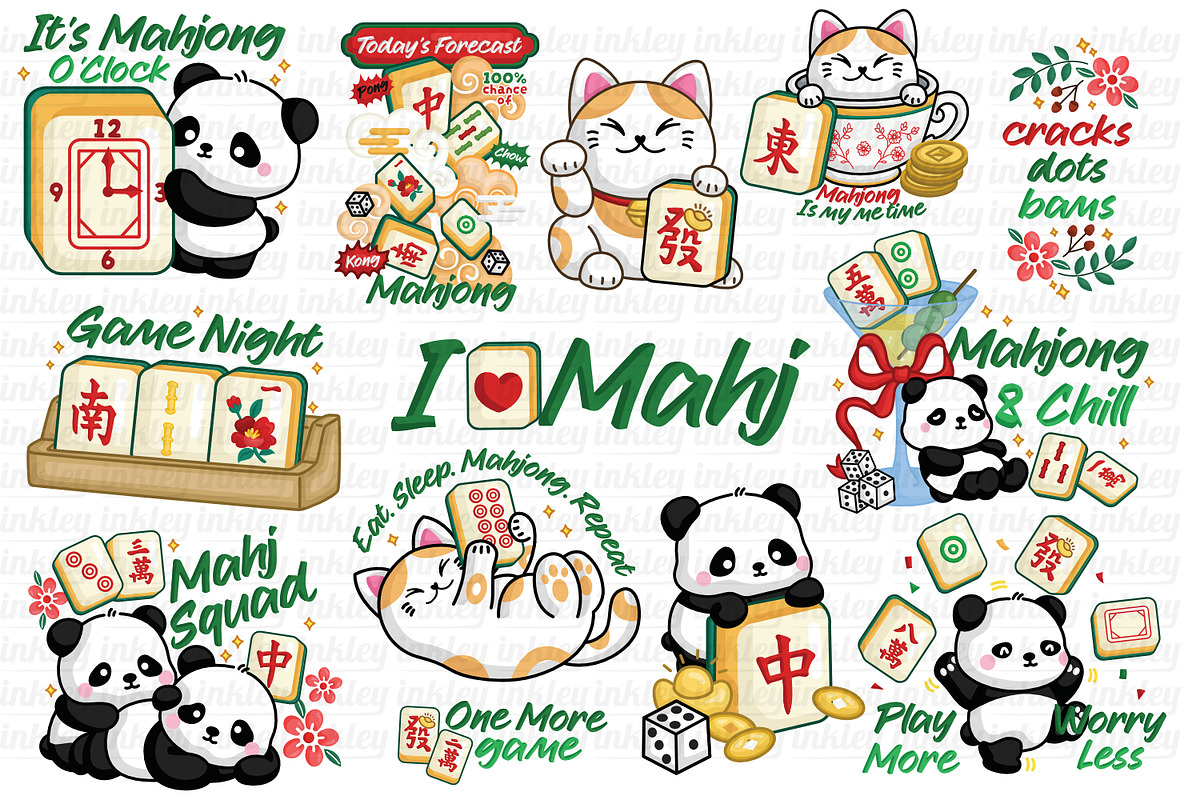 Cute Mahjong Animal Clipart, an Animal Illustration by Inkley Studio (Photo 2 of 3)