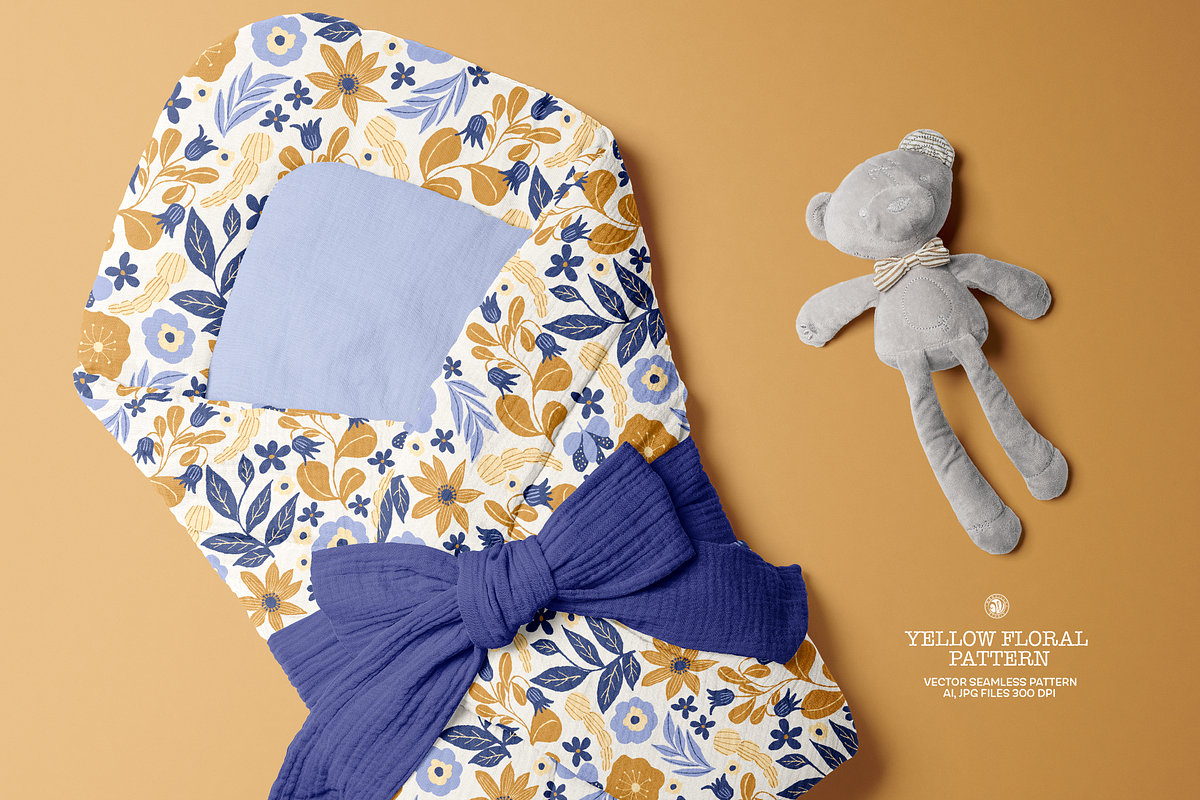 Yellow Floral Vector Pattern, a Pattern Graphic by Webvilla Studio (Photo 2 of 5)