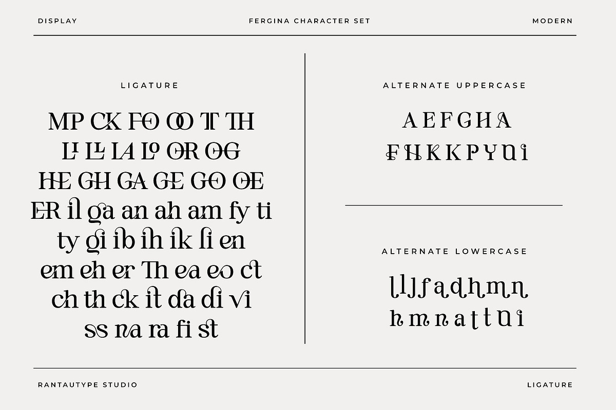 Fergina Modern Ligature Font, a Serif Font by RantautypeStudio (Photo 15 of 15)