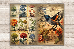 Stamps Junk Journal Pages Vintage