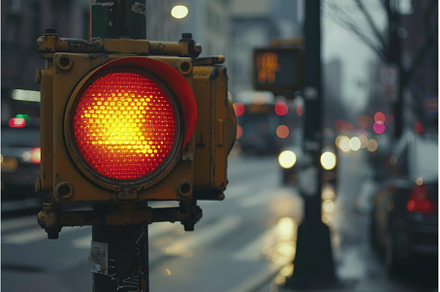 Red traffic light showing don't walk, a Transportation Photo by Ylivdesign