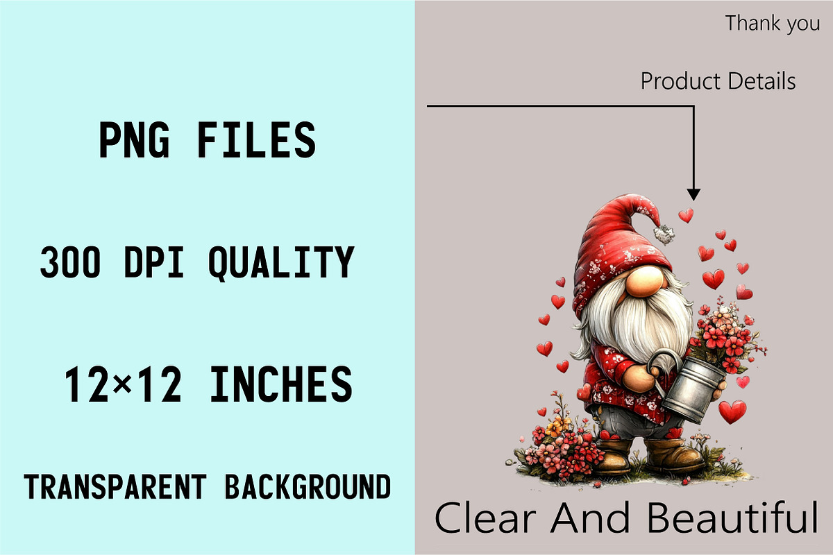 Valentine's Gnome with Flowers Clip, an Illustration by SVGArt (Photo 3 of 8)