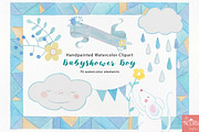 Watercolor Babyshower boy in blue, a Texture Illustration by LittleAcornGraphics (Thumbnail 1 of 11)