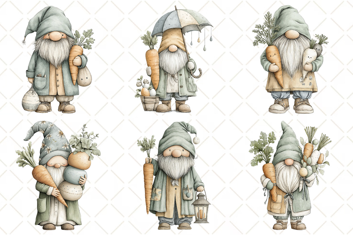 Whimsical Easter Gnome Clipart, an Illustration by Black Bird Studio (Photo 6 of 6)