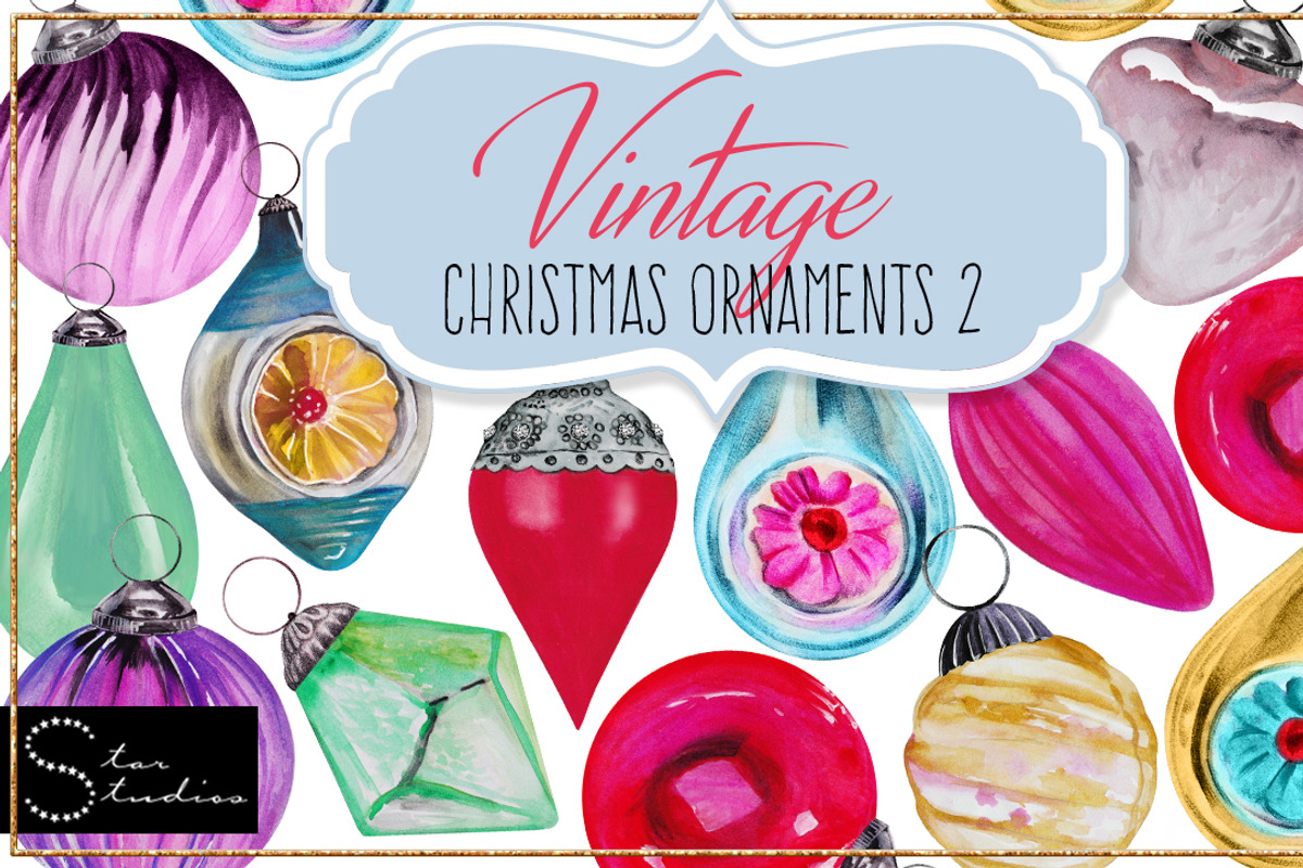Vintage Christmas Ornaments 2 pack, an Illustration by Dana Designs (Photo 1 of 4)