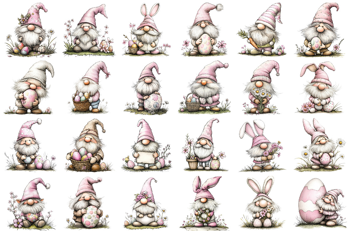 Whimsical Easter Gnome Clipart, an Illustration by designcity5 (Photo 2 of 5)