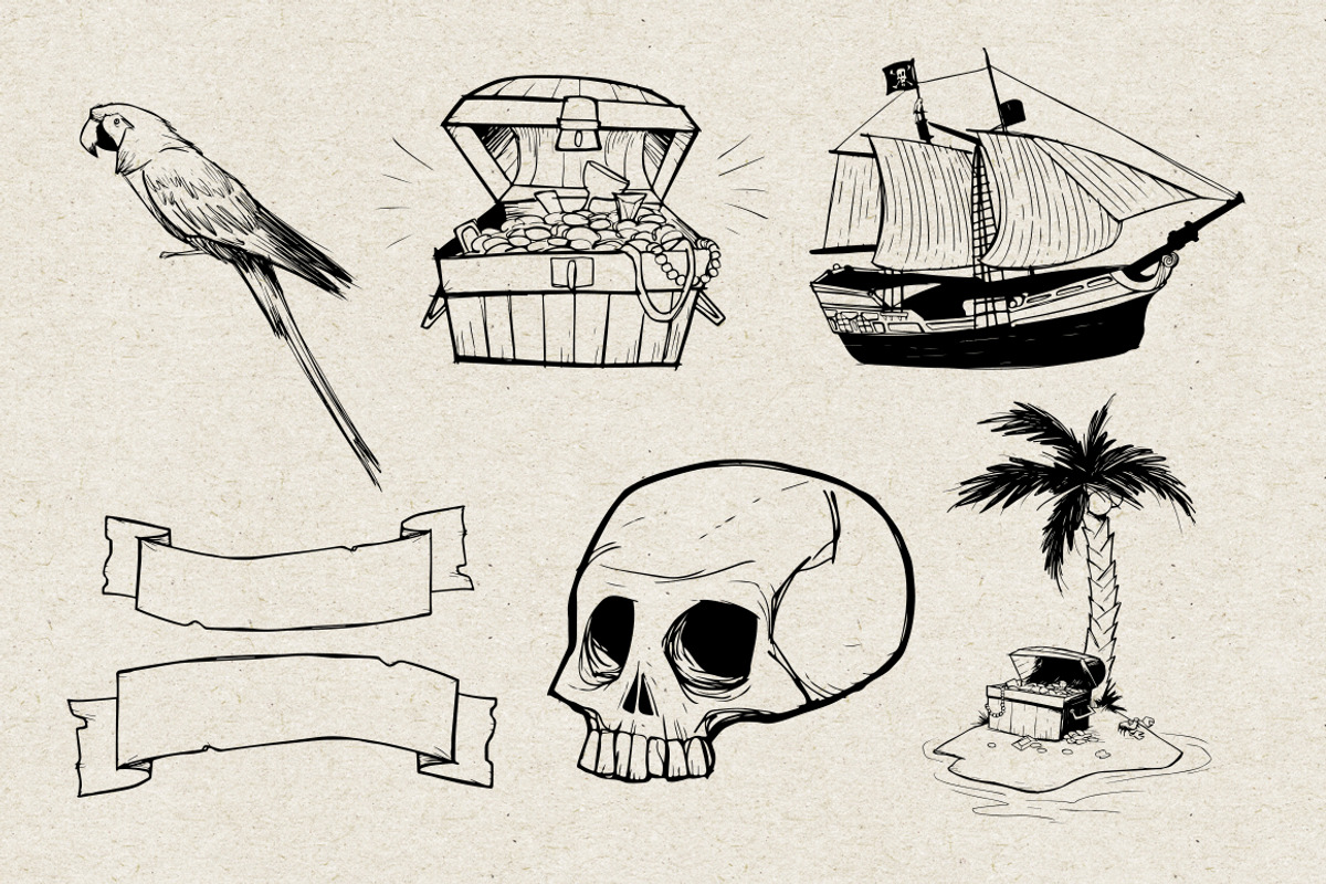 21 Hand Drawn Pirate Vectors preview 2