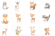 Cute Forest Animals Clipart, an Illustration by Designworld (Thumbnail 4 of 5)