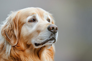 Closeup of golden retriever dog with soulful eyes and soft fur l, an Animal Photo by José Manuel Gelpi