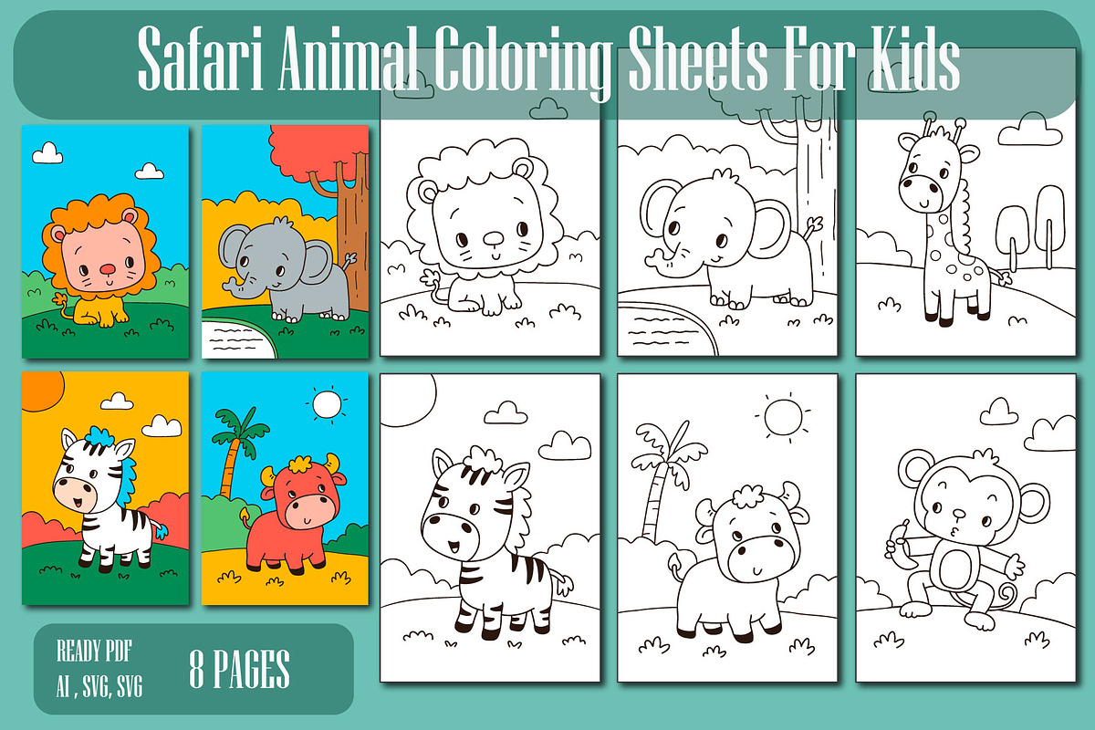 Safari Animal Coloring page For Kid, an Animal Illustration by Design House (Photo 1 of 3)
