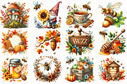 Watercolor Autumn Bee Garden Clipart, an Illustration by OK Design (Thumbnail 4 of 5)