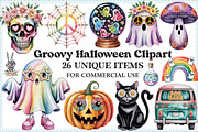 Groovy Halloween Clipart, an Illustration by Craft Nest (Thumbnail 1 of 6)