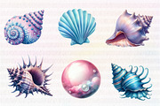 Watercolor seashells clipart, an Illustration by CreationArt (Thumbnail 5 of 5)