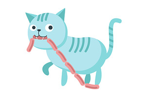 Funny cat with sausage in mouth, an Animal Illustration by SiberianArt