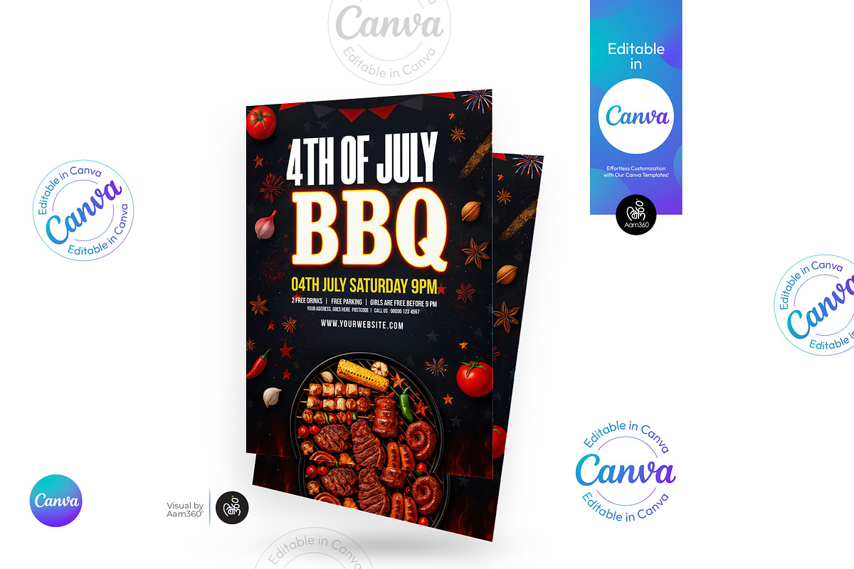 4th Of July BBQ Party Flyer, a Flyer Template by Aam360 (Photo 1 of 3)