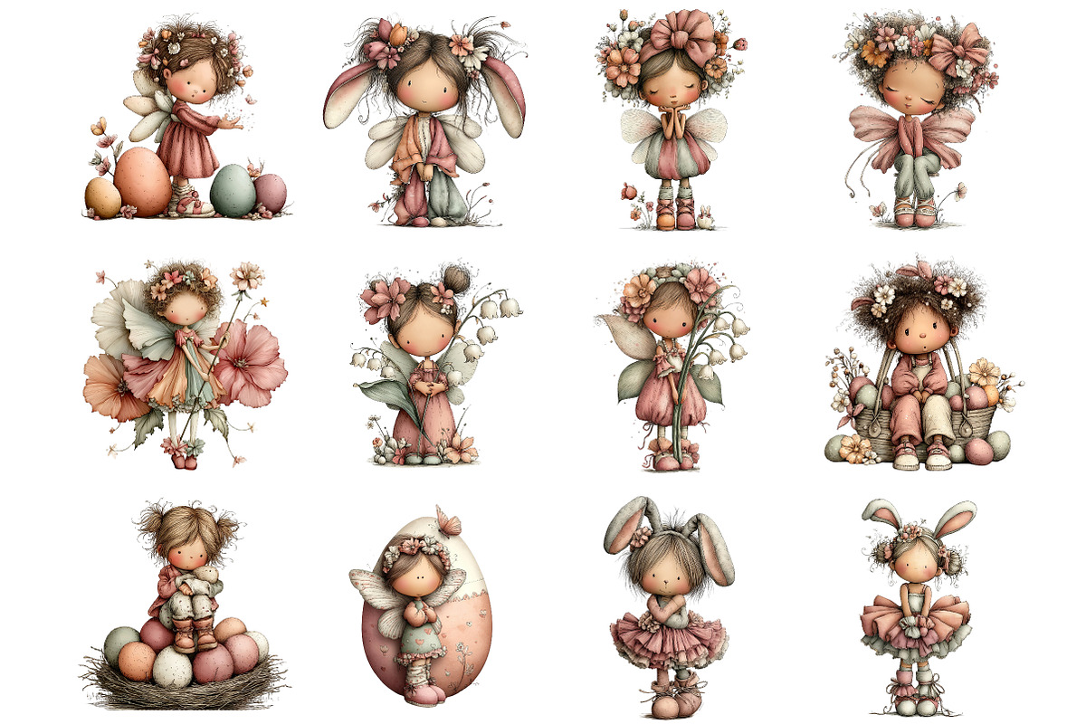 Whimsical Easter Fairy Clipart, an Illustration by DreamArtGraphic (Photo 5 of 5)