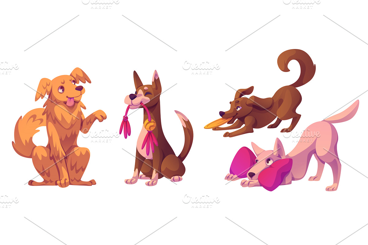 Dog behavior vector set. Cute pet, an Animal Illustration by art PVP - market
